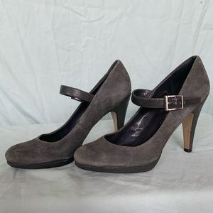 Grey one strap high heels